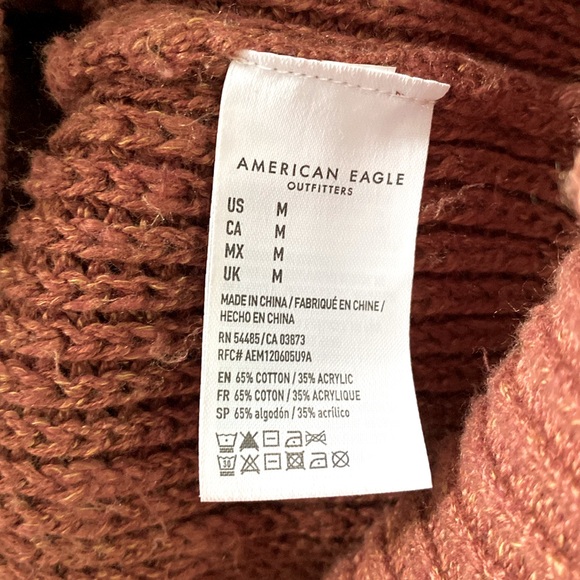 American Eagle rusty orange dolman sleeve batwing knitted boho sweater - Picture 3 of 5